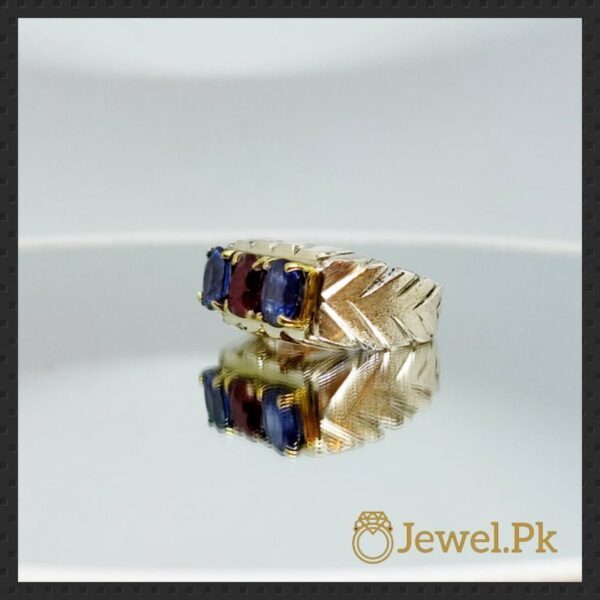 Natural Blue Sapphires and Ruby 925 Silver Ring,