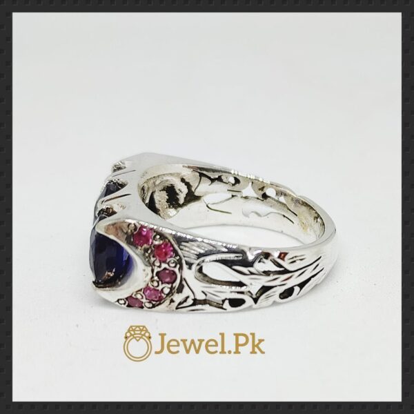 Natural Blue Sapphires and Ruby 925 Silver Ring,