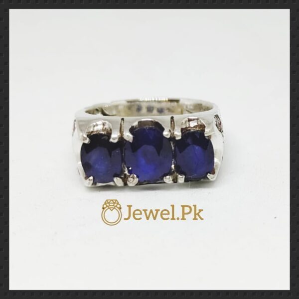 Natural Blue Sapphires and Ruby 925 Silver Ring,