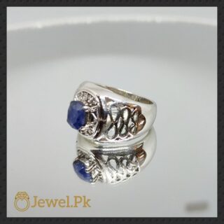 Natural Blue Sapphires and Ruby 925 Silver Ring,