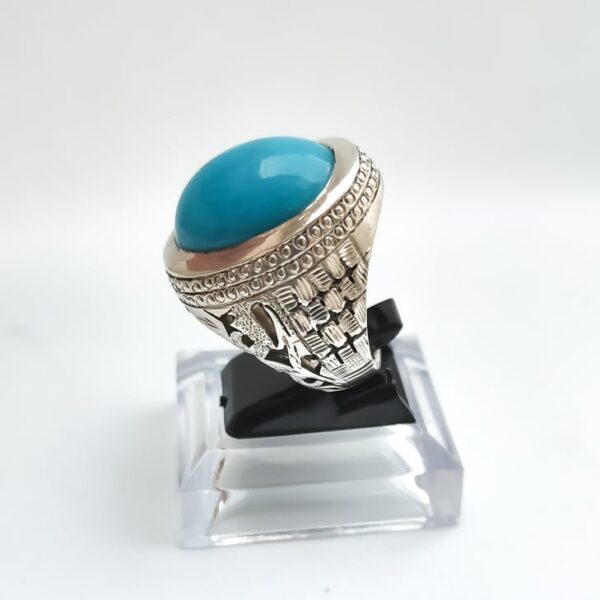 Natural Turquoise - Feroza Ring in 925 Silver Chandi