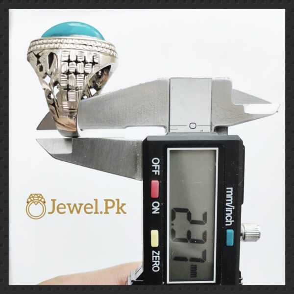 Natural Turquoise - Feroza Ring in 925 Silver Chandi