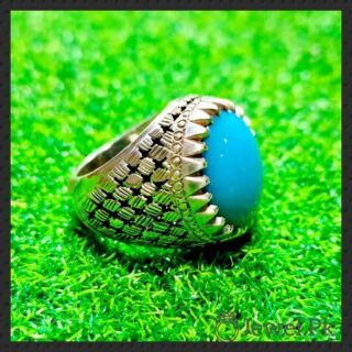 Natural Turquoise Ring - Feroza Chandi Ring