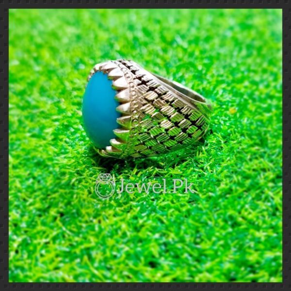 Natural Turquoise Ring - Feroza Chandi Ring
