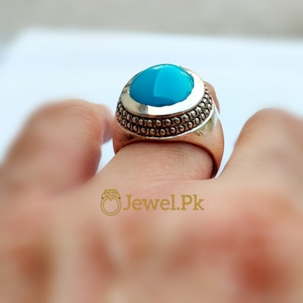natural turquoise ring 925 silver + chandi + feroza