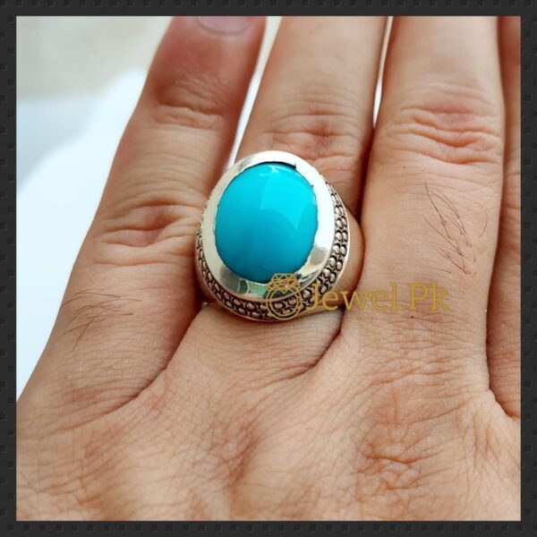 natural turquoise ring 925 silver + chandi + feroza