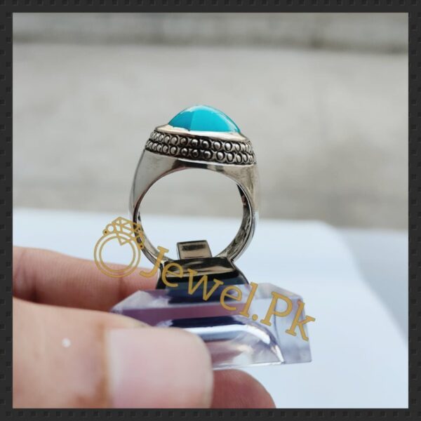 natural turquoise ring 925 silver + chandi + feroza