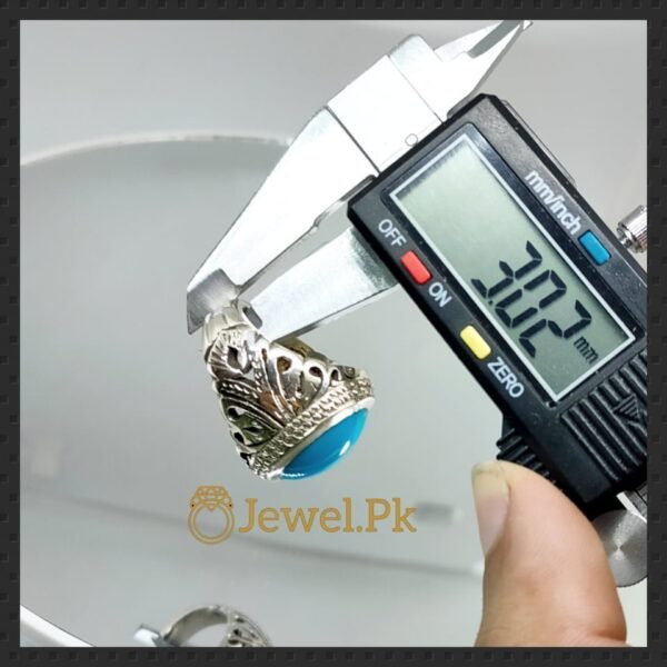 natural turquoise ring 925 silver + chandi + feroza