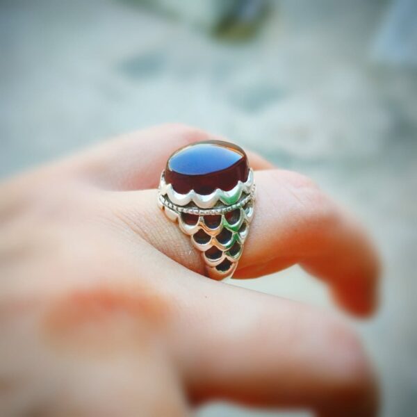 Handmade 925 Silver Ring. Yemeni Agate aqeeq Stone