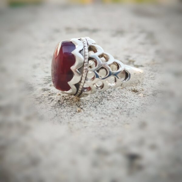 Handmade 925 Silver Ring. Yemeni Agate aqeeq Stone