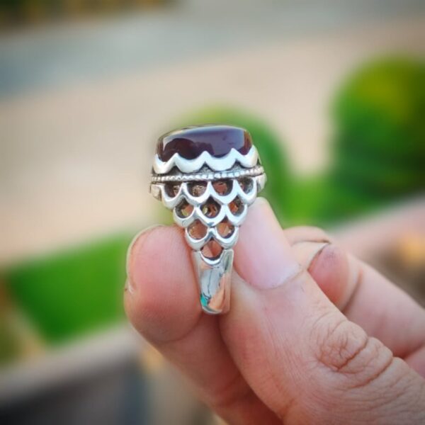 Handmade 925 Silver Ring. Yemeni Agate aqeeq Stone