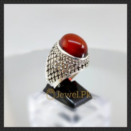 Aqeeq Ring - Irani - Yemini Aqeeq Agate stone - Red Brown Color