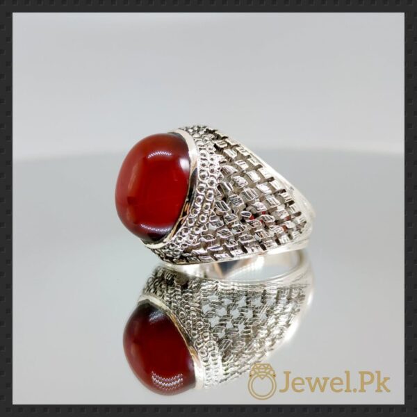 Aqeeq Ring - Irani - Yemini Aqeeq Agate stone - Red Brown Color