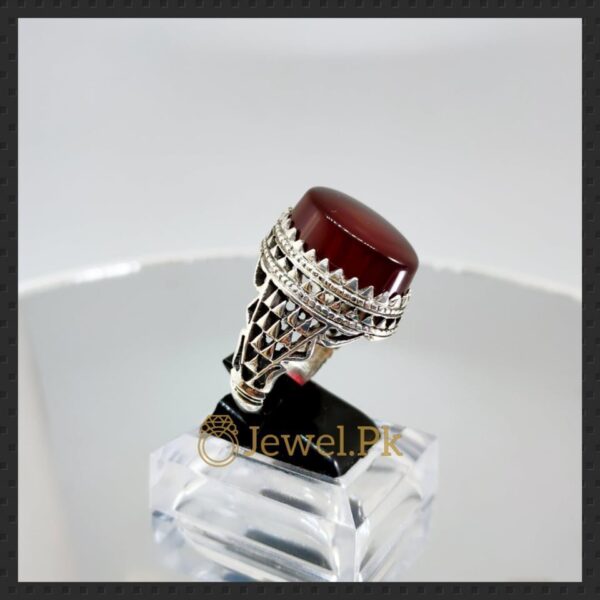 Aqeeq Ring - Irani - Yemini Aqeeq Agate stone - Red Brown Color
