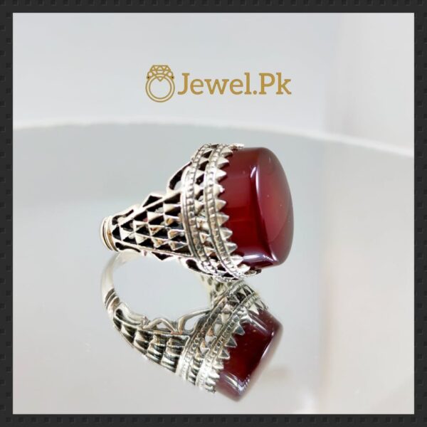 Aqeeq Ring - Irani - Yemini Aqeeq Agate stone - Red Brown Color