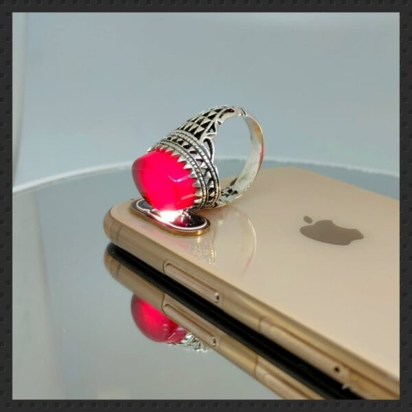 Aqeeq Ring - Irani - Yemini Aqeeq Agate stone - Red Brown Color