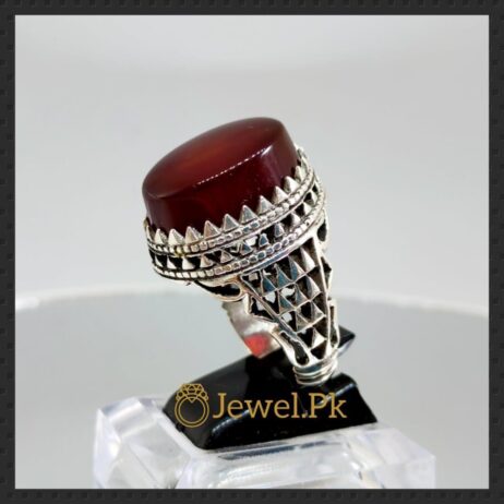 Aqeeq Ring - Irani - Yemini Aqeeq Agate stone - Red Brown Color