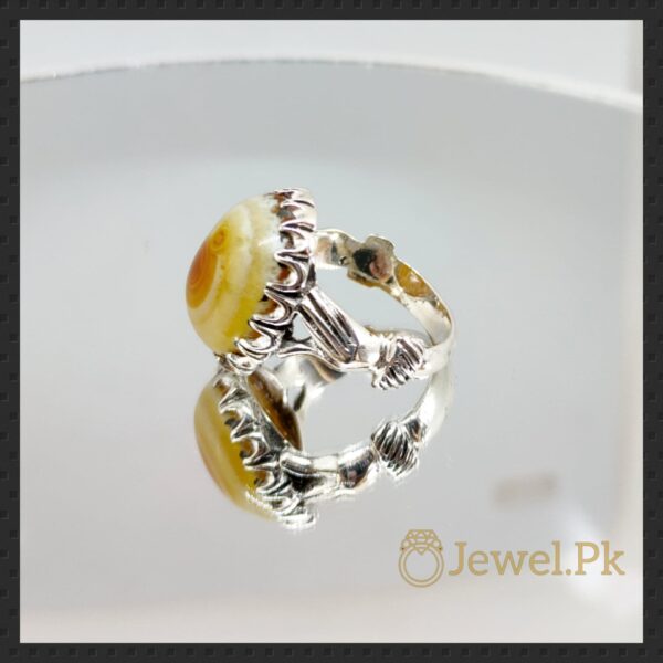 Silver 925 Chandi Ring in Agate - Aqeeq Ring