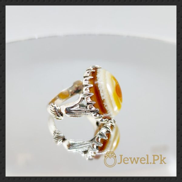 Silver 925 Chandi Ring in Agate - Aqeeq Ring