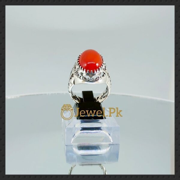 Brown+Red Aqeeq Ring in silver 925