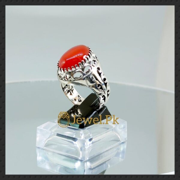 Brown+Red Aqeeq Ring in silver 925
