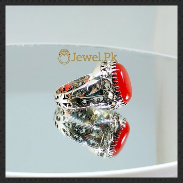 Brown+Red Aqeeq Ring in silver 925