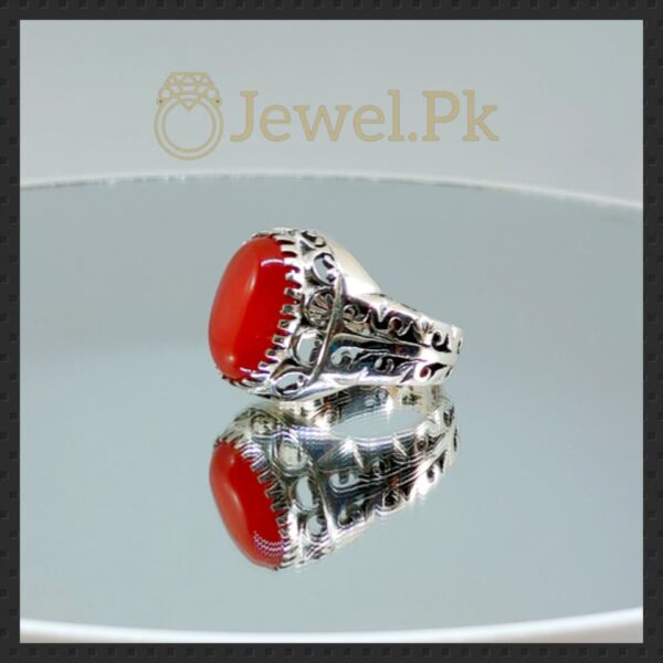 Brown+Red Aqeeq Ring in silver 925