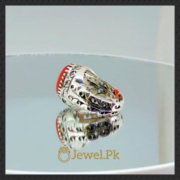Brown+Red Aqeeq Ring in silver 925