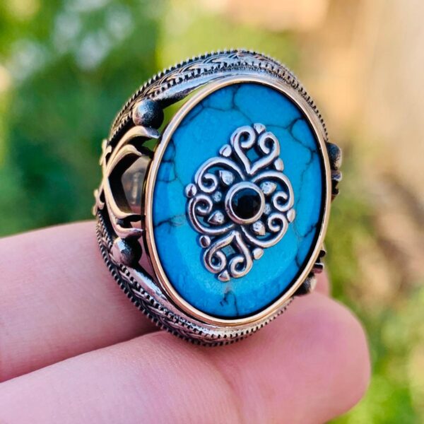 Turkish Rings buy online in Pakistan Silver 925 Ring Yemeni Feroza Turquoise