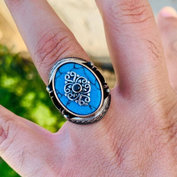 Turkish Rings buy online in Pakistan Silver 925 Ring Yemeni Feroza Turquoise