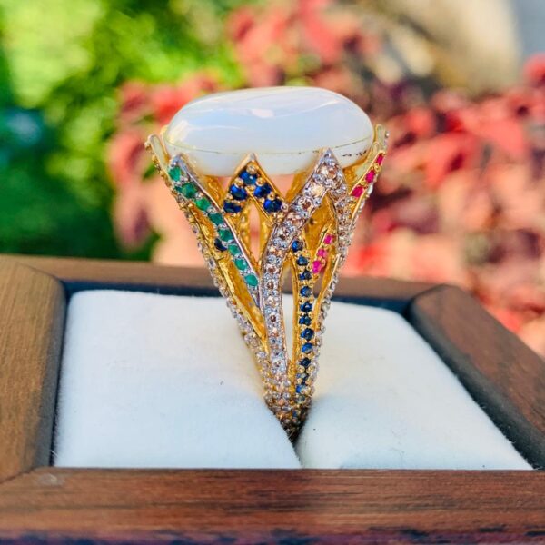 Luxury Italian Ring for Women + Handmad Sadaf Gemstone Gold Plated Ring