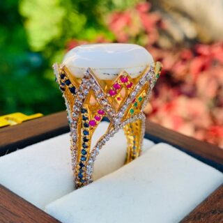 Luxury Italian Ring for Women + Handmad Sadaf Gemstone Gold Plated Ring