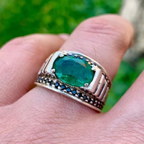 Natural Zambian Emerald Handmade ring silver 925 Zamurd riing