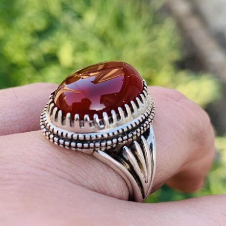 Yamni Aqeeq + Yemeni Agate ring 925 Silver