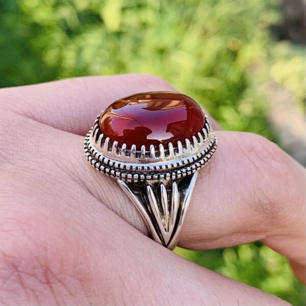 Yamni Aqeeq + Yemeni Agate ring 925 Silver