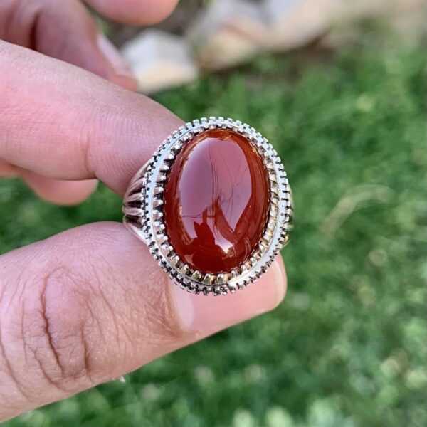 Yamni Aqeeq + Yemeni Agate ring 925 Silver