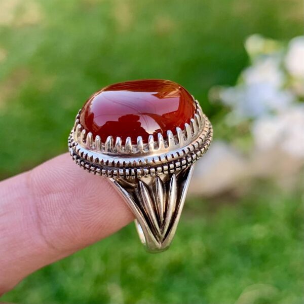 Yamni Aqeeq + Yemeni Agate ring 925 Silver