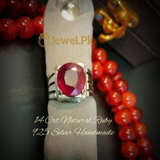 14 Crt Rare Big Ruby Yaqoot - Natural Ruby Ring 925 Silver Handmade online in Pakistan