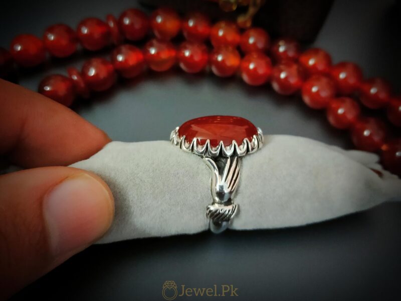 Beautiful Red Aqeeq Ring Yemeni Aqeeq Agate ring buy online 925 Silver Handmade Ring 1