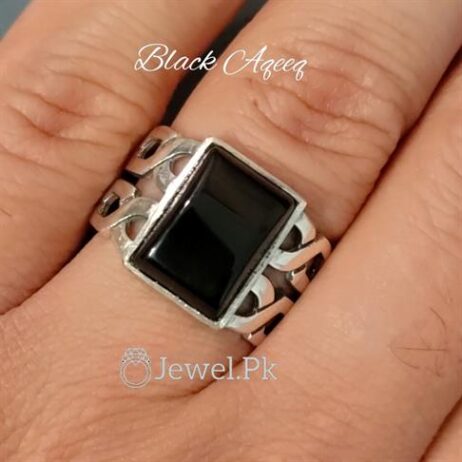 Black Aqeeq Ring 925 Silver chandi in Pakistan