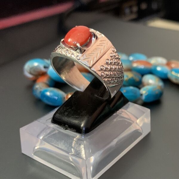 marjaan ring - Natural coral ring 925 silver chandi