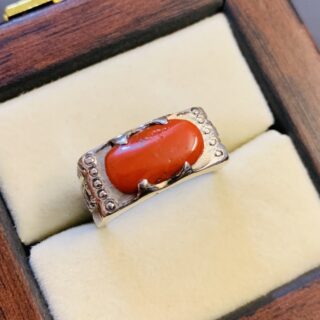 Marjaan Ring - Natural Coral Ring 925 Silver Handmade