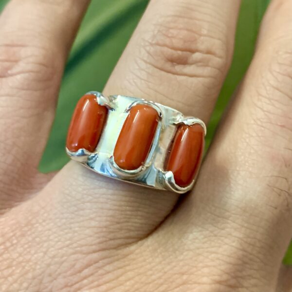 Natural Coral Ring Marjaan Ring 925 Silver - Marjan Rings online in Pakistan
