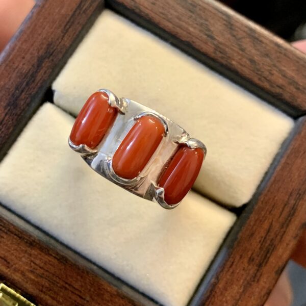 Natural Coral Ring Marjaan Ring 925 Silver - Marjan Rings online in Pakistan