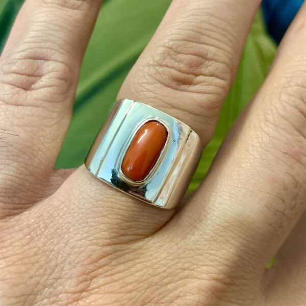 Coral Marjaan Ring 925 Silver in Pakistan - Marjan stone