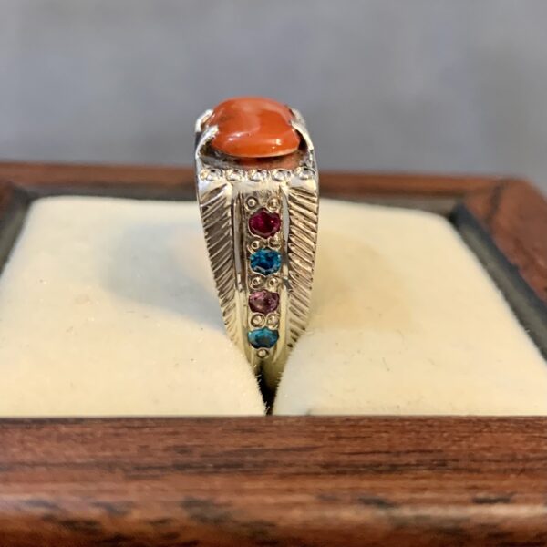 Marjaan Ring - Natural Coral Ring 925 Silver Handmade