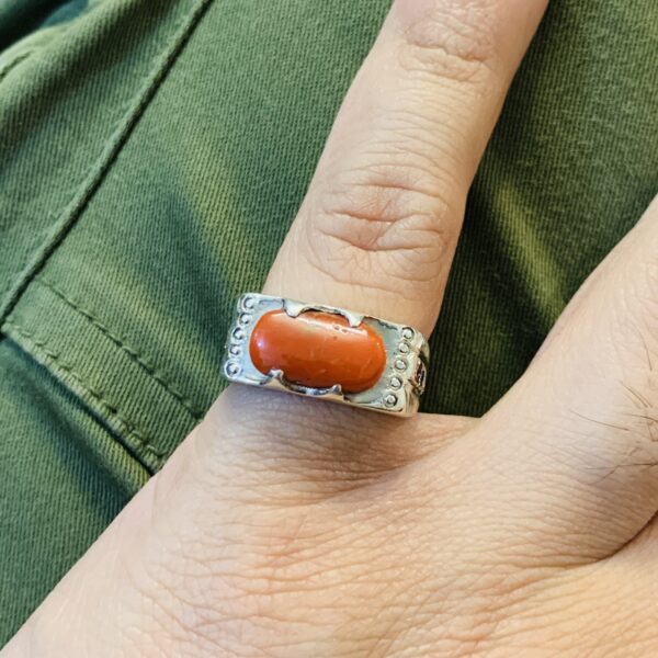 Marjaan Ring - Natural Coral Ring 925 Silver Handmade