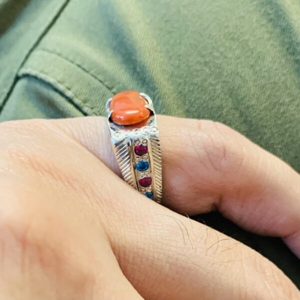 Marjaan Ring - Natural Coral Ring 925 Silver Handmade