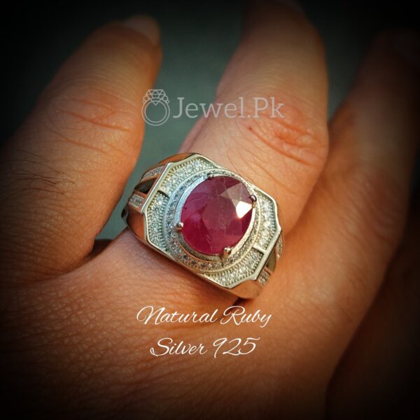 Natural Ruby Ring - 925 Silver Handmade