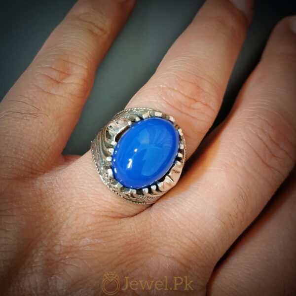 Rare Blue Aqeeq Ring Beautiful and Luxury Turkish Ring 2